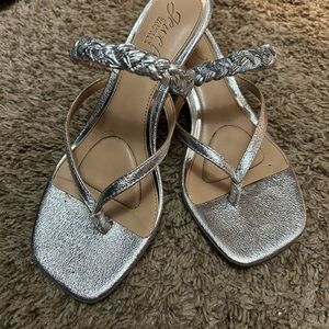 Jewel Badgley Mischka Silver Braided Sandals
